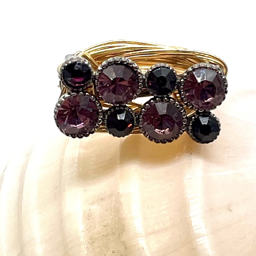 Wire Wrapped Rhinestone Ring Sz 5 - Picture 6 of 6